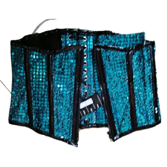 Sparkly Blue Sequin Corset – Size 30 - Picture 2 of 7
